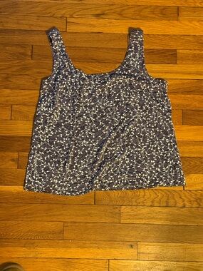 Alex Evenings Navy Blue Floral Tank Top